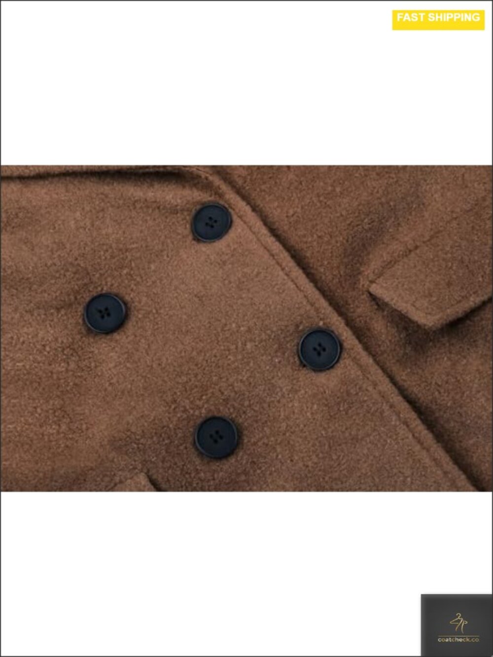 Oversized Long Winter Wool Blend Pea Trench Coat - Picture 4 of 6